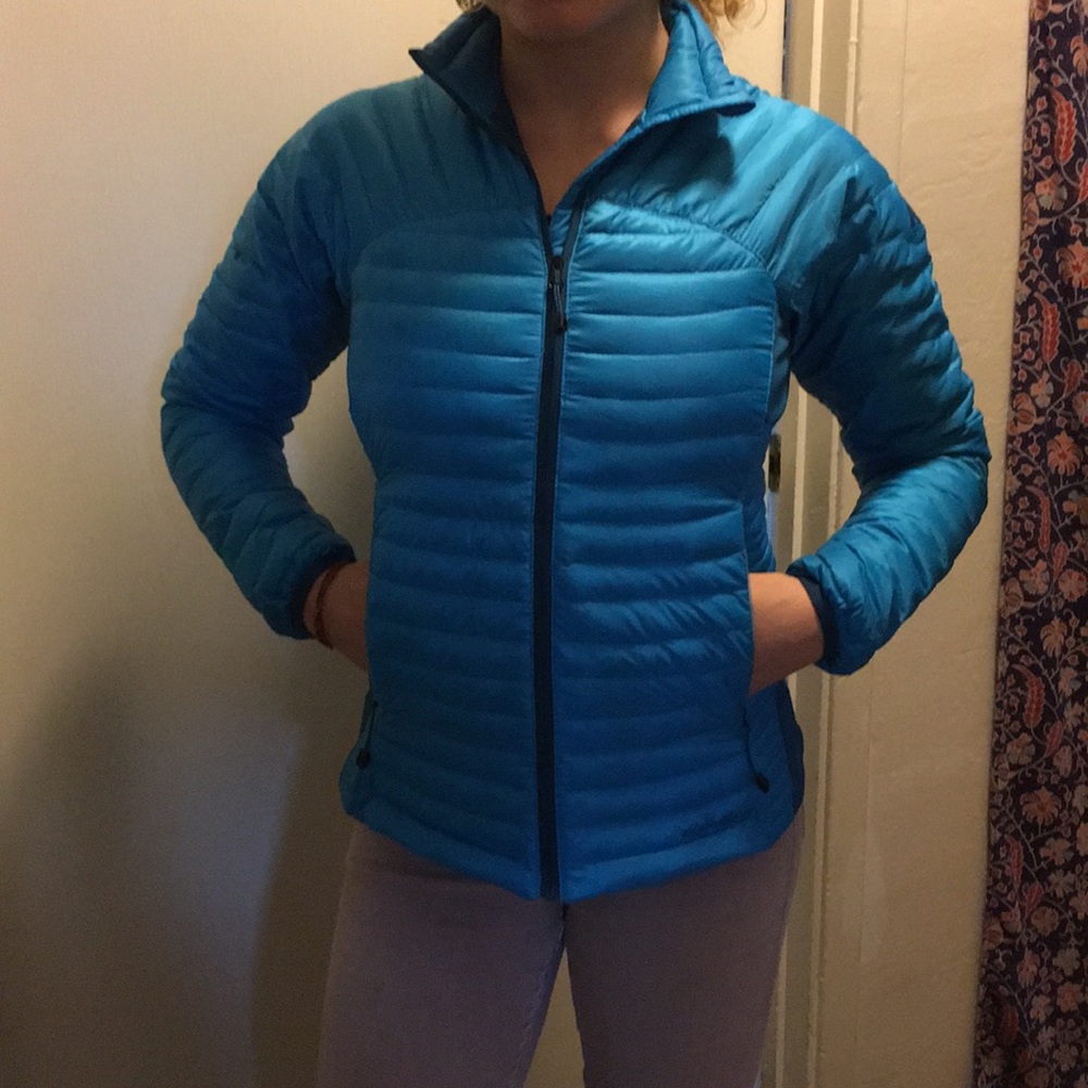 Blue down jacket